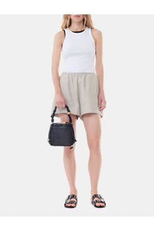 Grey Light Melange Suiting Elasticated Shorts | Alfalfa