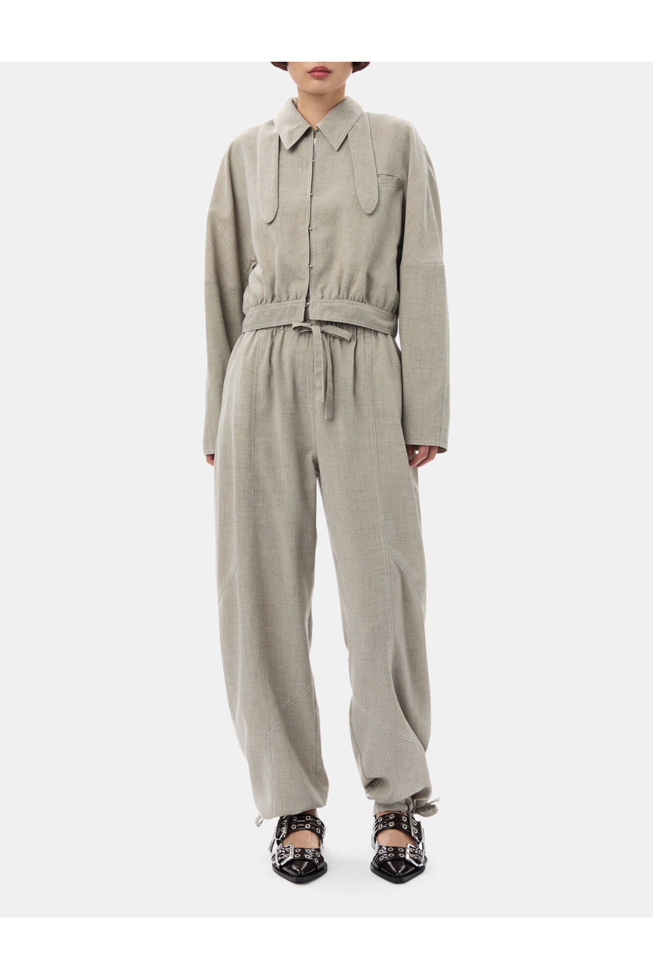 Grey Light Melange Suiting Short Jacket | Alfalfa