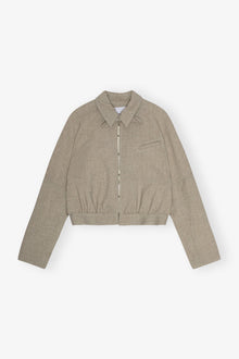Grey Light Melange Suiting Short Jacket | Alfalfa