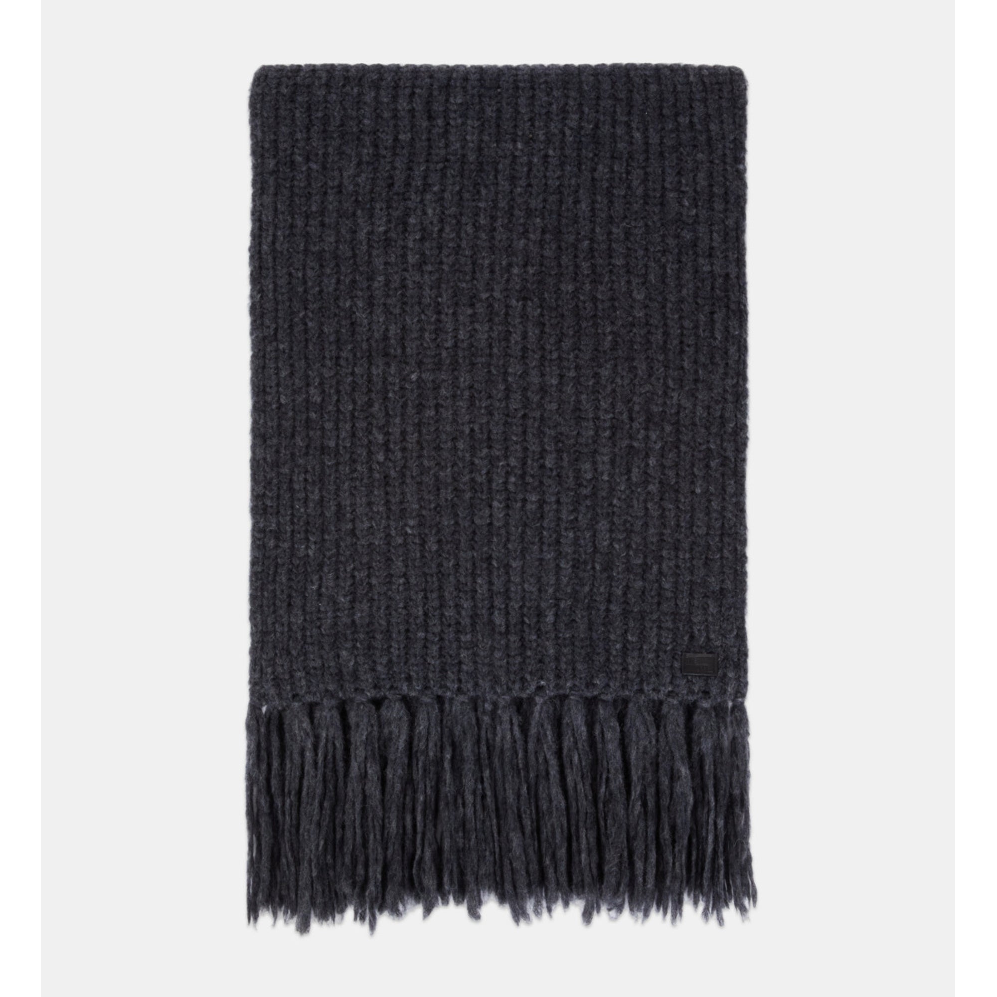 Grey Ribbed Wool-Blend Scarf | Women | Anthracite Melange