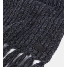 Grey Ribbed Wool-Blend Scarf | Women | Anthracite Melange