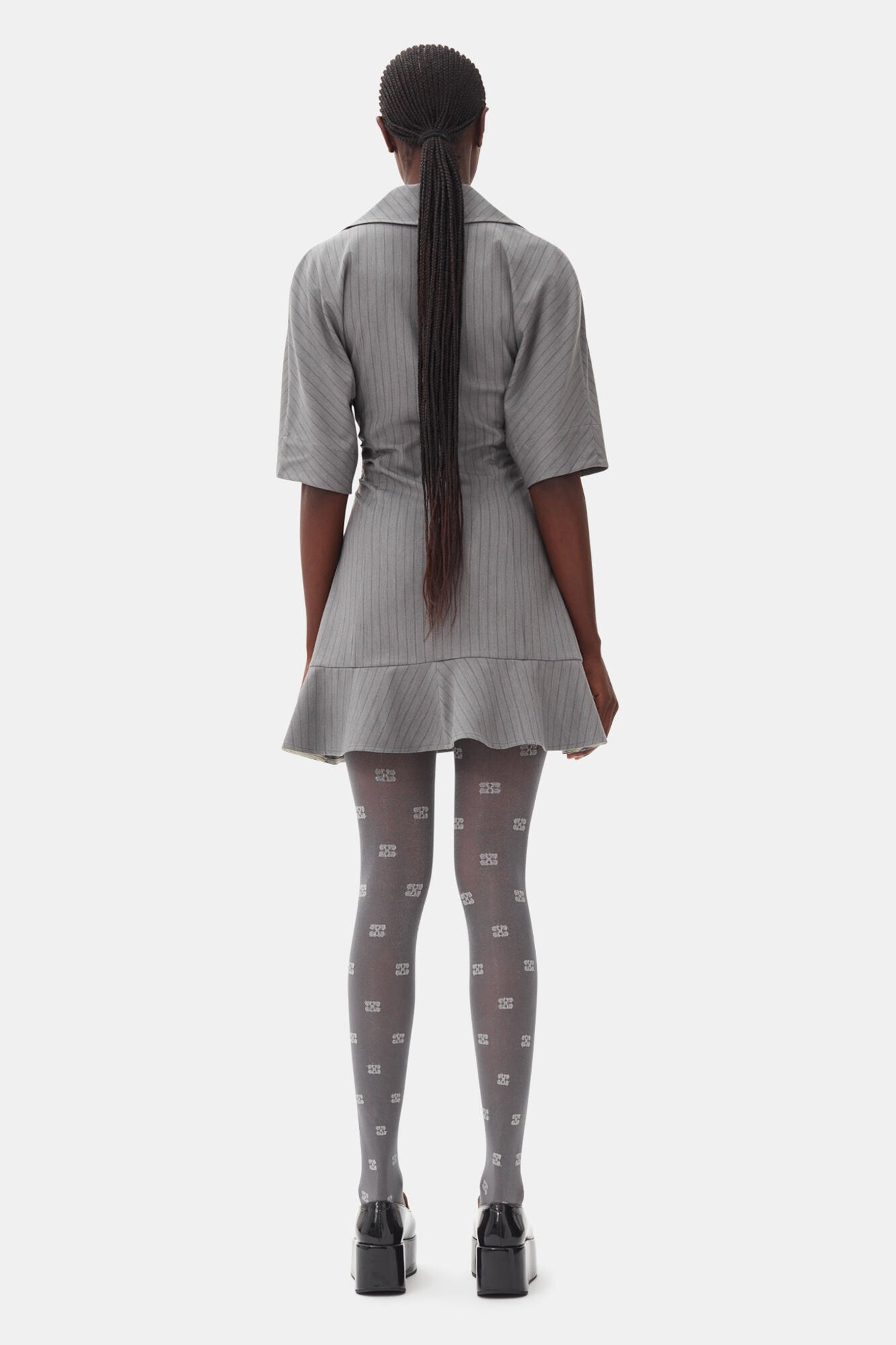 Grey Striped Suiting Mini Dress | Mirage Gray