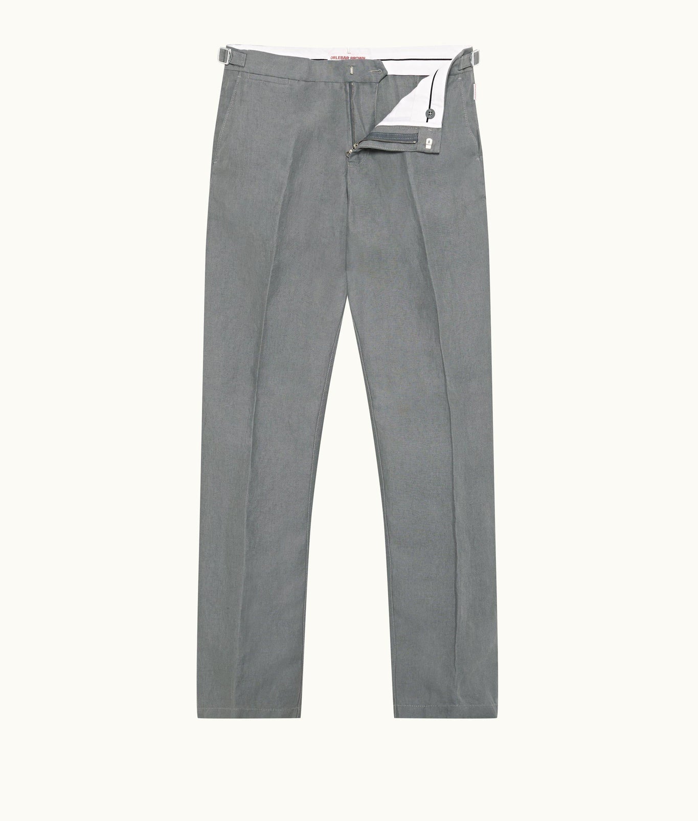 Griffon Linen Tailored Fit Washed Linen Trousers | Granite