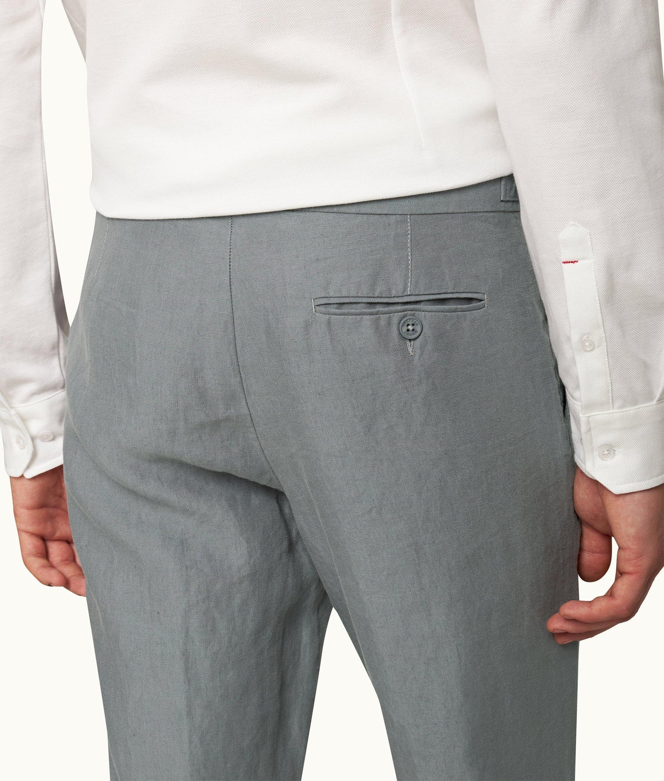 Griffon Linen Tailored Fit Washed Linen Trousers | Granite