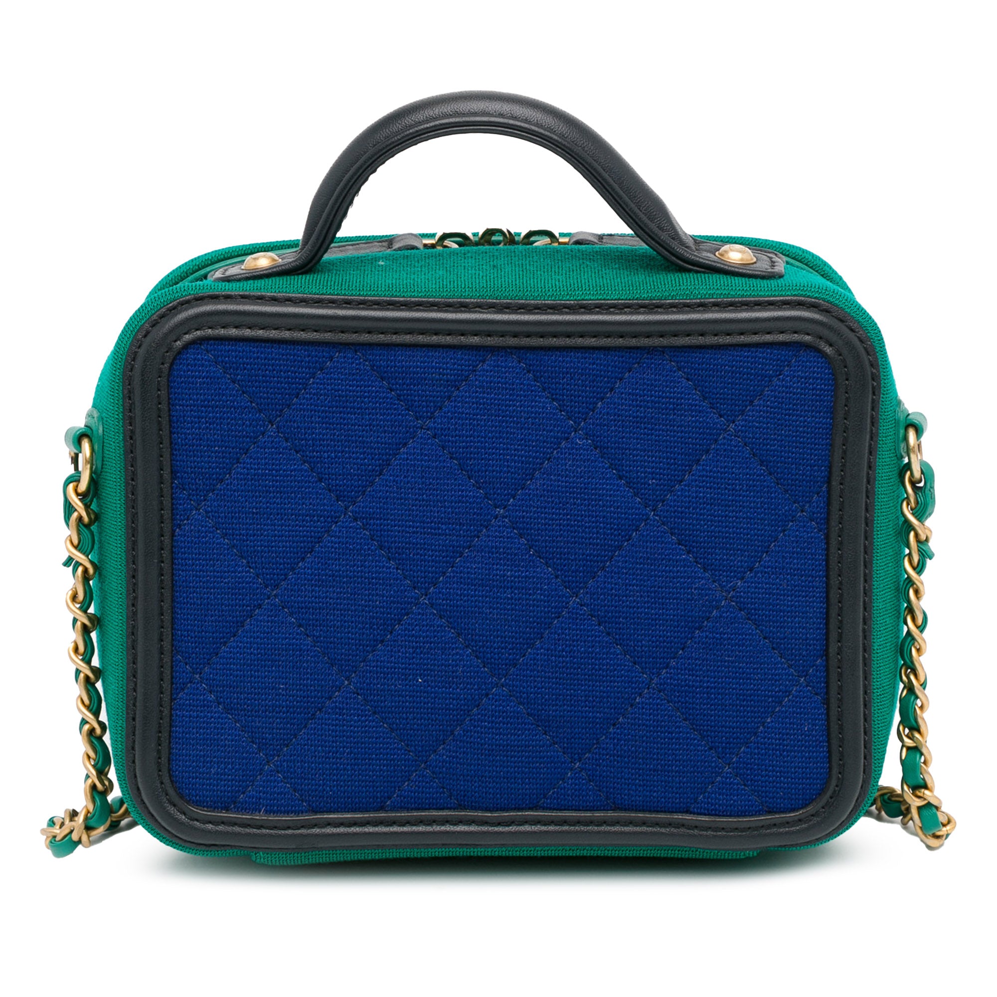 Chanel | Pre-Owned Small Jersey CC Filigree Vanity Case | BlueGreen