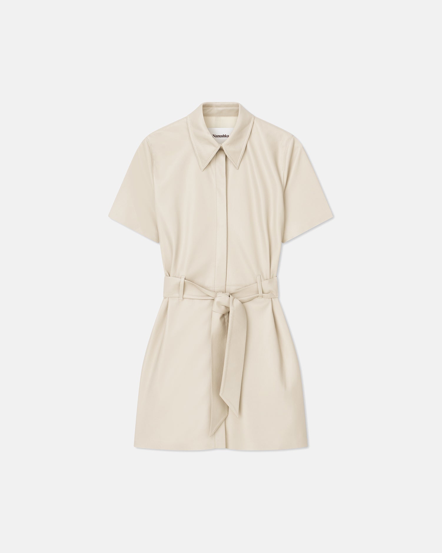 Womens | Halli Saleokobor Alt-Leather Shirt Dress | Creme