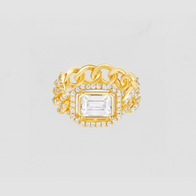 The Halo Colored Stone Cuban Link Chain Ring | Clear