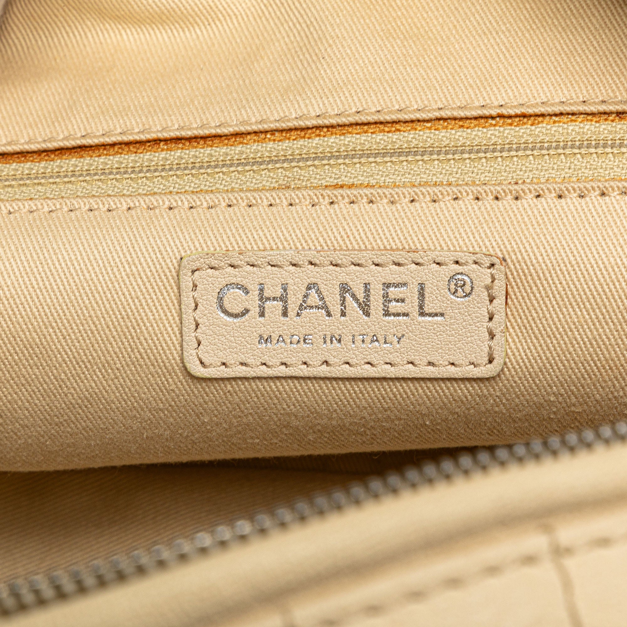Chanel | Pre-Owned Goatskin Square Stitch Essential Bowler | Brown/Light Beige