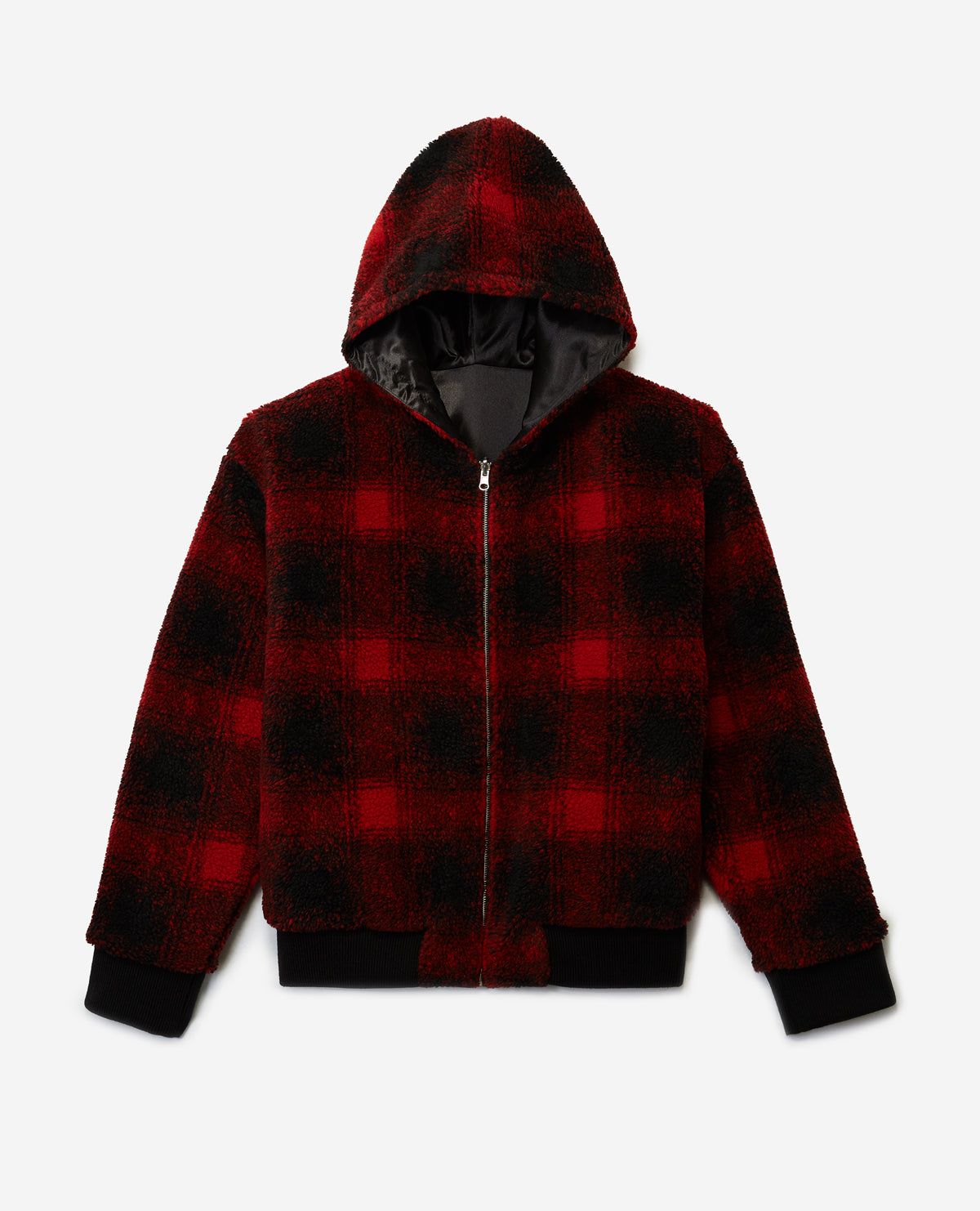 Sweatshirt-Style Jacket In And Check | Men | Black x Red