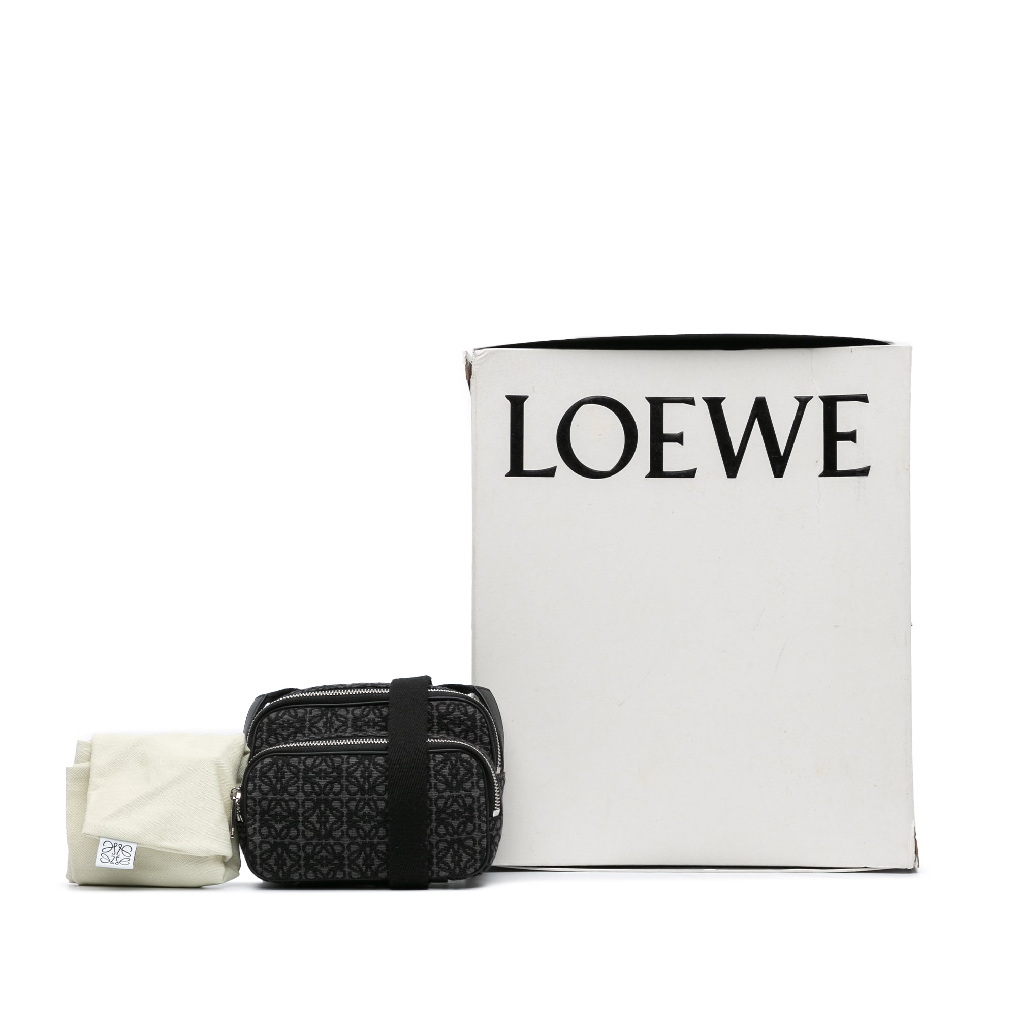 Loewe | Pre-Owned Mini Anagram Canvas Logo Camera Bag | Black