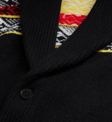 Patterned Wool Cardigan | Men | Black x Red x Yellow