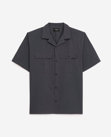 Charcoal Gray Cotton Shirt With Pockets | Men | Dark Grey