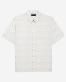 Blue Printed Loose-Fitting Shirt | Men | Pastel Pink