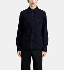 Classic Collar Denim Shirt | Men | Black Washed