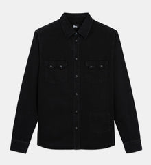 Classic Collar Denim Shirt | Men | Black Washed