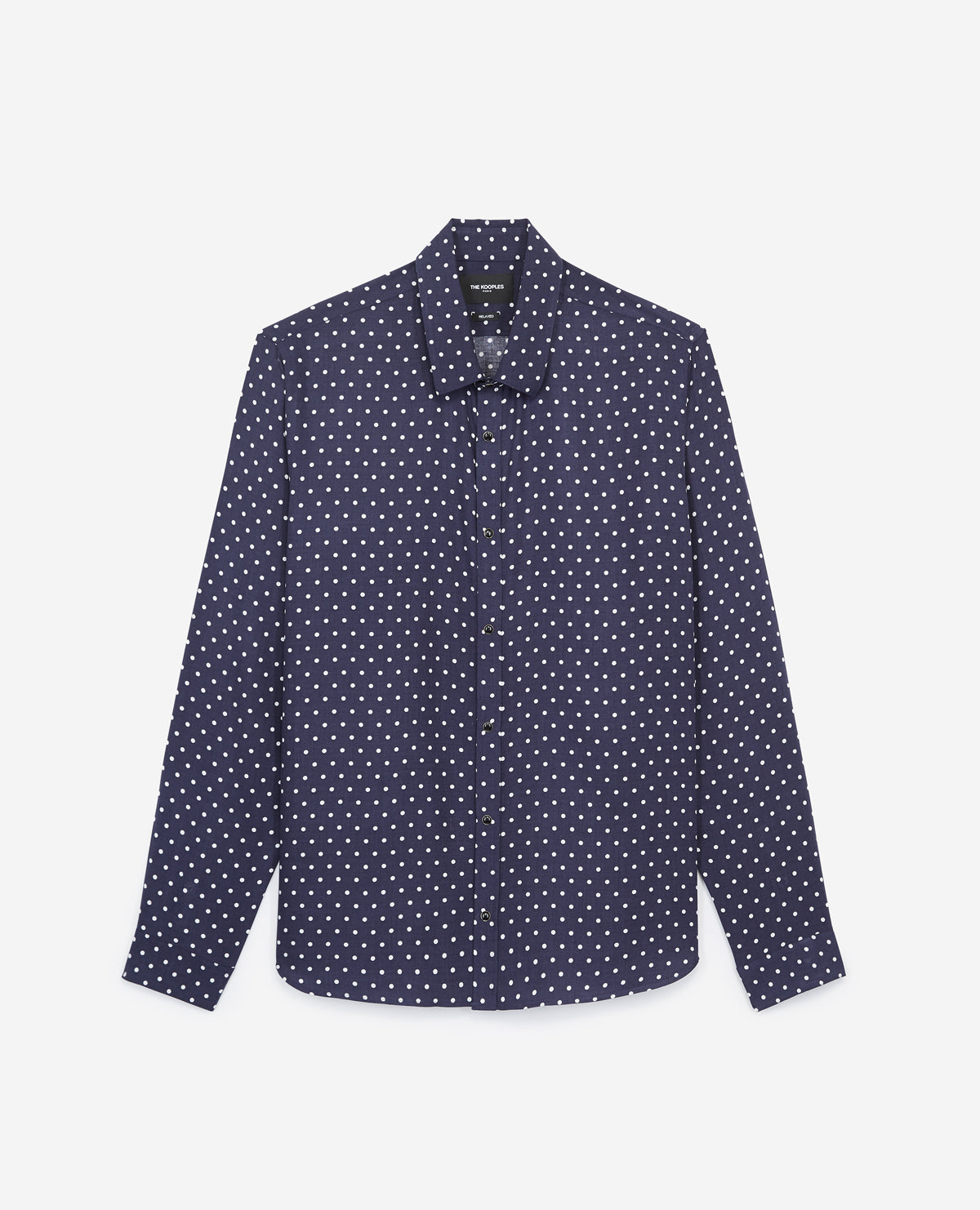 Classic Collar Polka Dot Printed Blue Shirt | Men | Navy x Offwhite