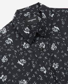 Floral Print Classic Collar Shirt | Men | Black x White