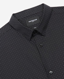 Slim Cotton Shirt W/Small Square Print | Men | Black x White