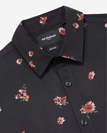 Shirt With Classic Collar And Floral Print | Men | Black x Pink