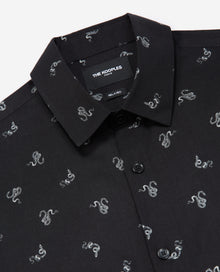 Classic-Collar Shirt With Motif | Men | Black x White