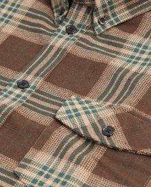 Green Check Shirt In Flannel | Men | Brown x Beige