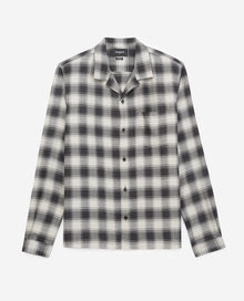 Gray Flowing Shirt With Black Check Motif | Men | Dark Grey Light Grey