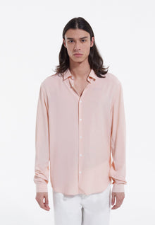 Flowing Light Shirt With Cuban Collar | Men | Pink