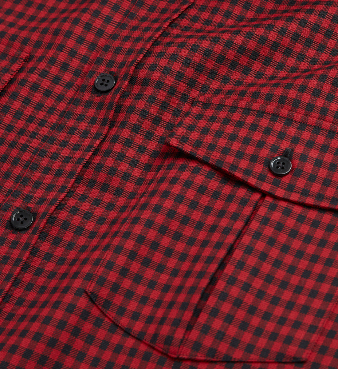 Check Wool Shirt With Classic Collar | Men | Red x Black