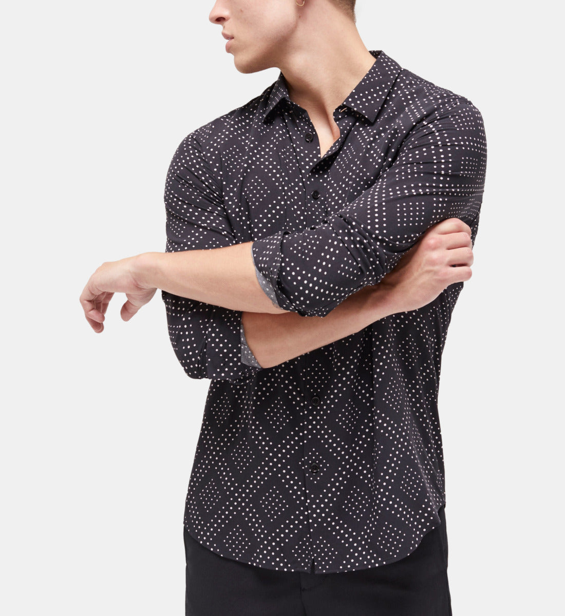 Printed Shirt With Classic Collar | Men | Black x White