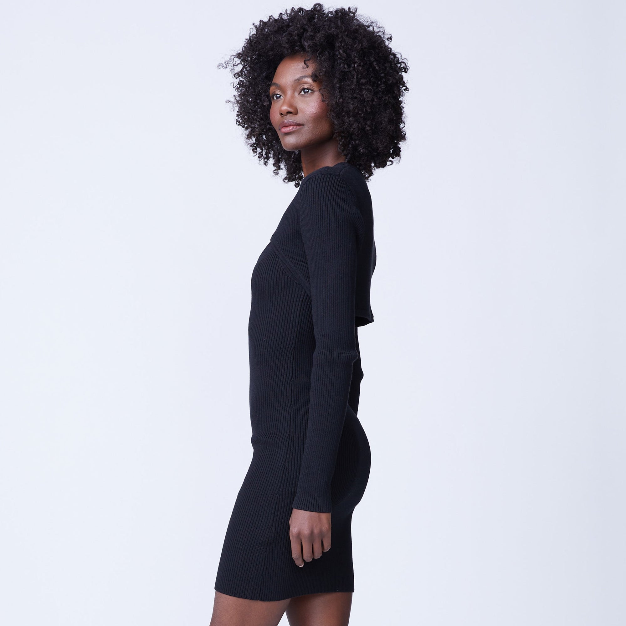 Double Layer Sweater Dress | Women | Black