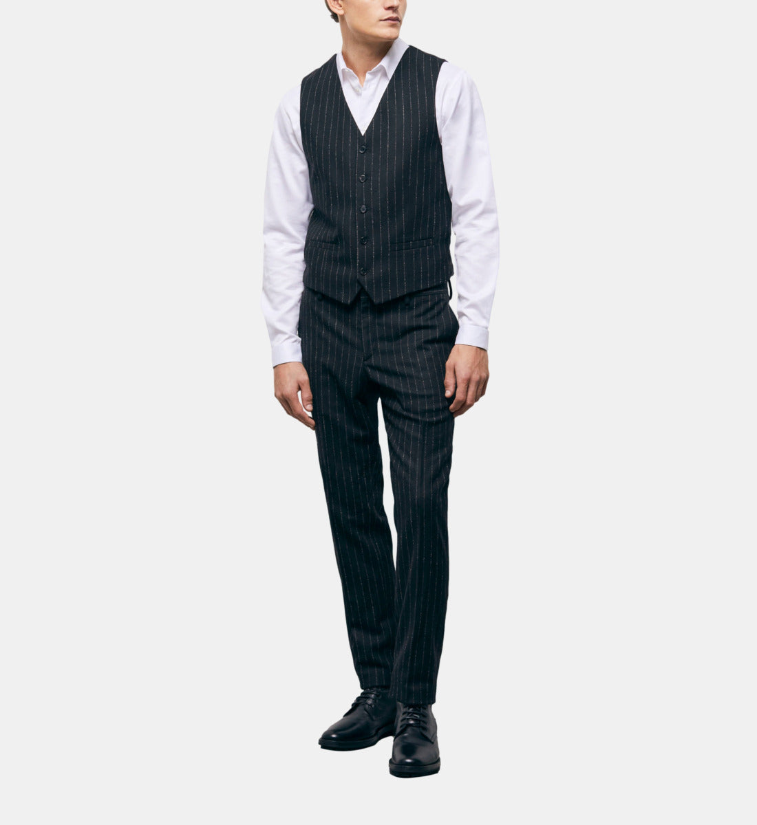 Striped Suit Vest | Men | Black x White