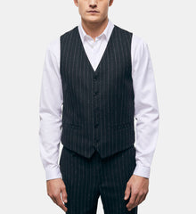 Striped Suit Vest | Men | Black x White