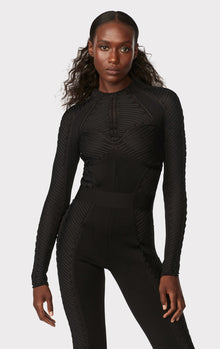 Hervé Léger X Law Roach Ribbon Embroidered Catsuit | Black