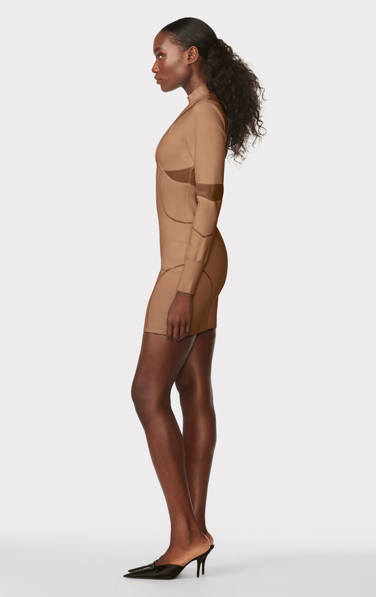 Hervé Léger X Law Roach Sheer Intarsia Mini Dress | Honey