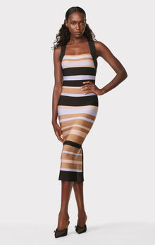 Hervé Léger X Law Roach Striped Bandage Midi Dress | Honey Multi