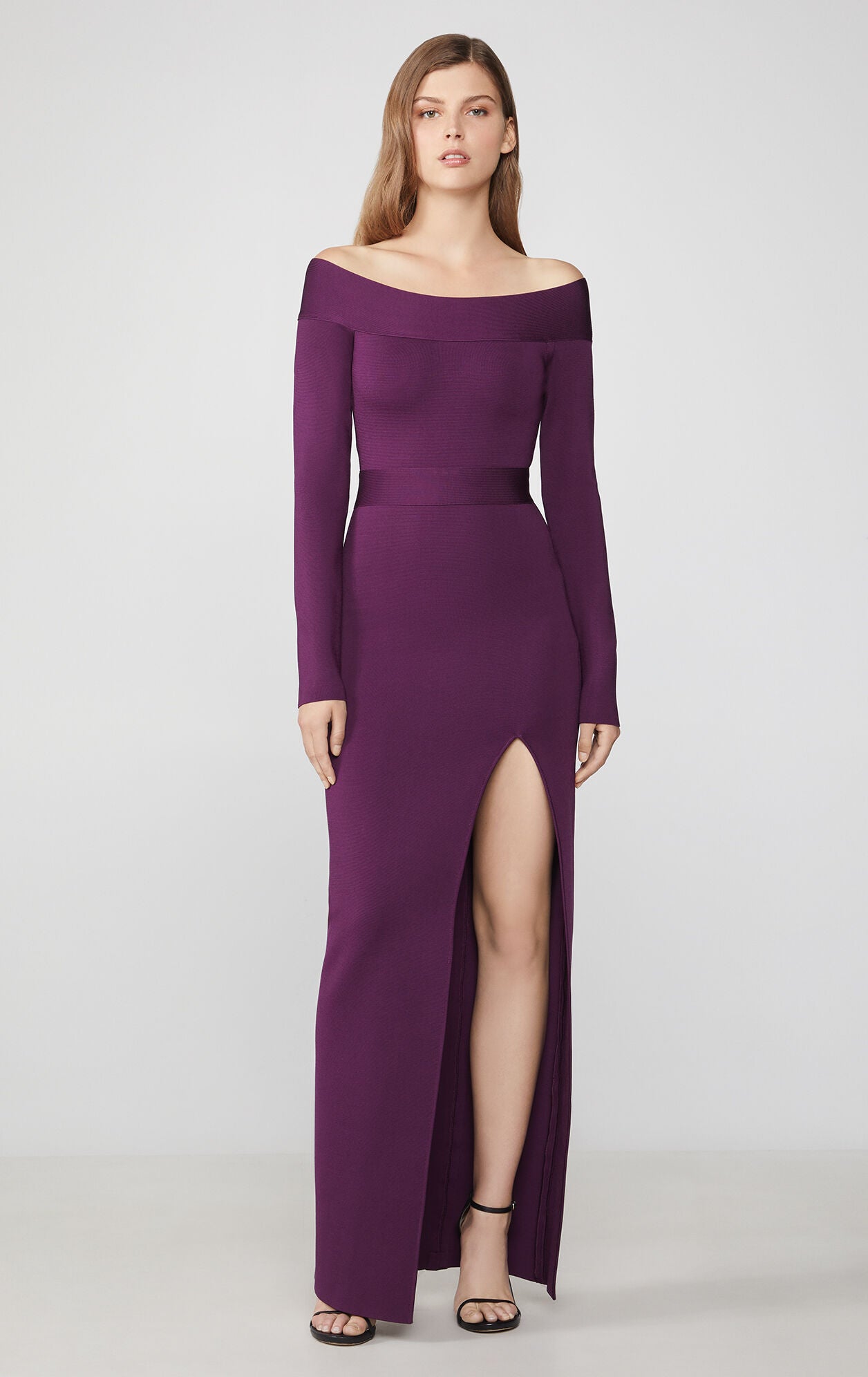 Off-The-Shoulder Long Sleeve Gown | Bordeaux