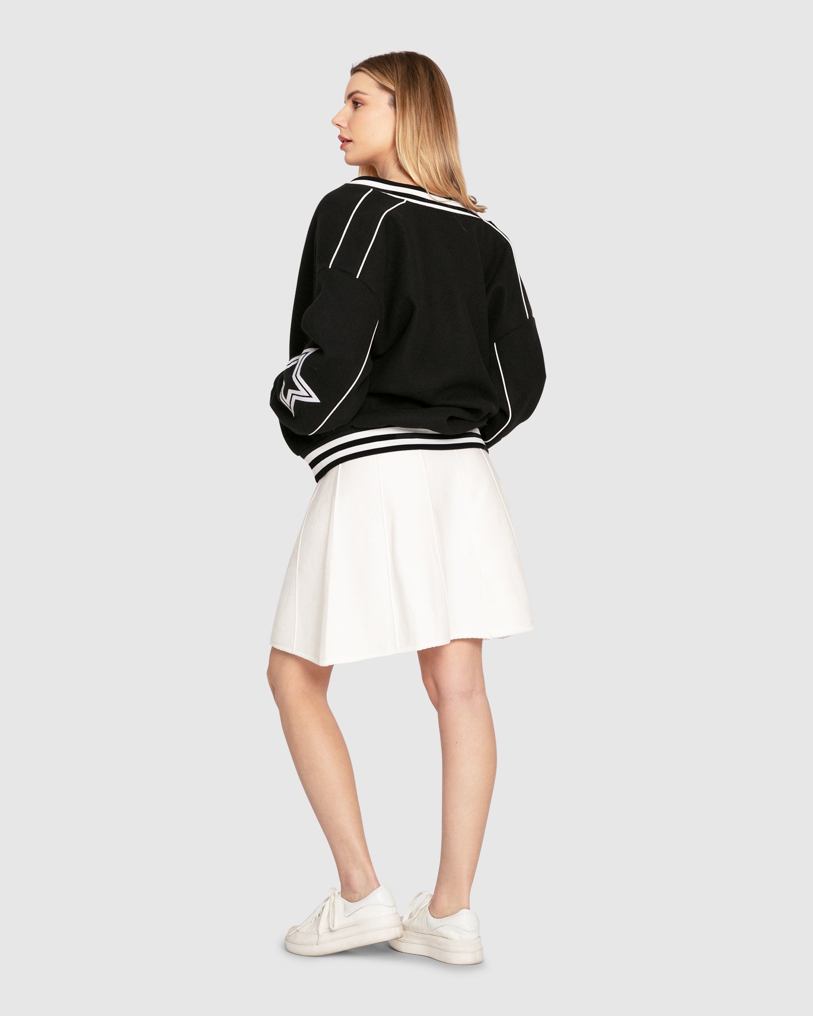 Women | Hold Me Close Letterman Bomber | Black