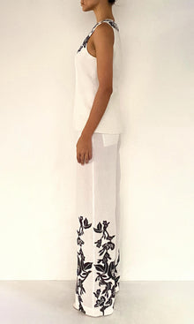 Womens | Aahi Linen Cotton Vest | Black/White