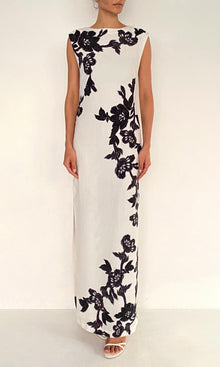 Womens | Aahi Heavy Crepe Maxi Dress | Black/White
