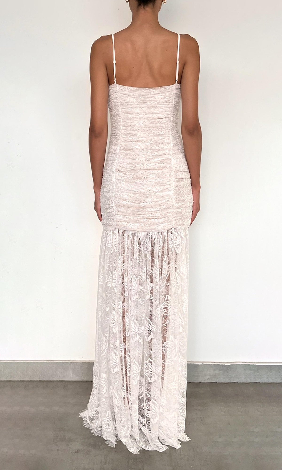 Womens | Adra Nylon Flower Long Dress | White