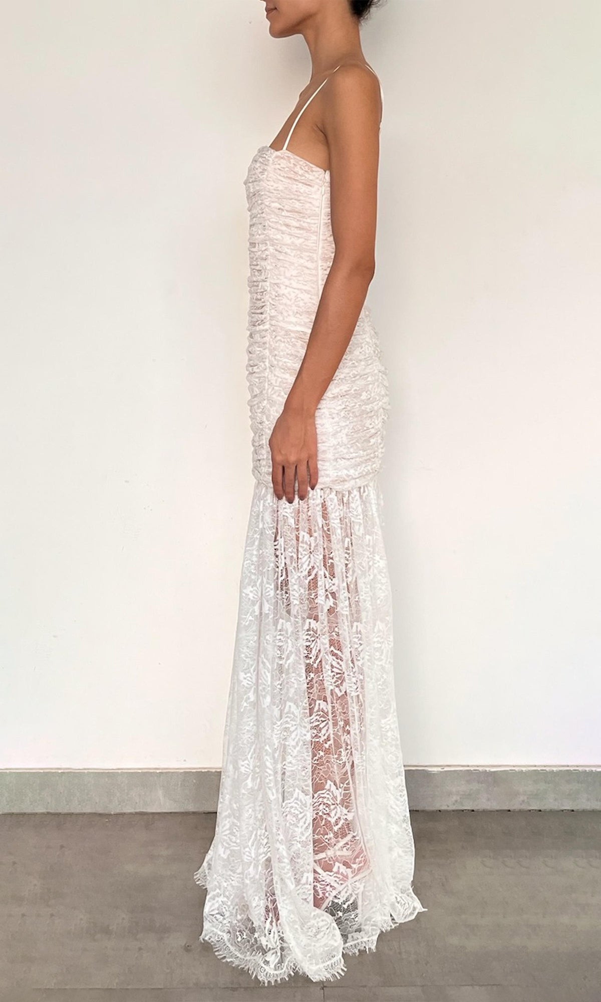 Womens | Adra Nylon Flower Long Dress | White