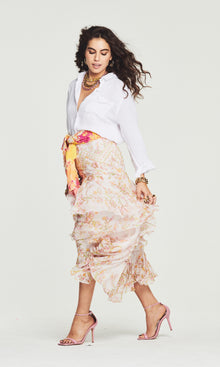 Hemant And Nandita | Aira Viscose Georgette Long Skirt | Off White