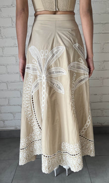 Hemant And Nandita | Ari Cotton Poplin Long Skirt | Beige