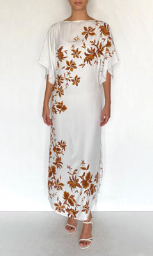 Hemant And Nandita | Ayra Viscose Heavy Crepe Boat Neck Long Dress | Ivory