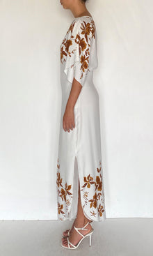 Hemant And Nandita | Ayra Viscose Heavy Crepe Boat Neck Long Dress | Ivory