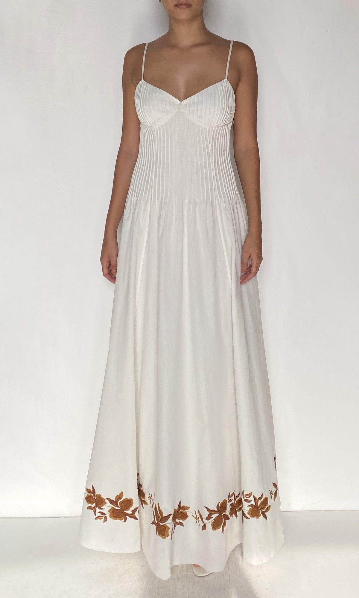 Womens | Ayra Cotton Ankle Lenght Pintuck Maxi Dress | Ivory