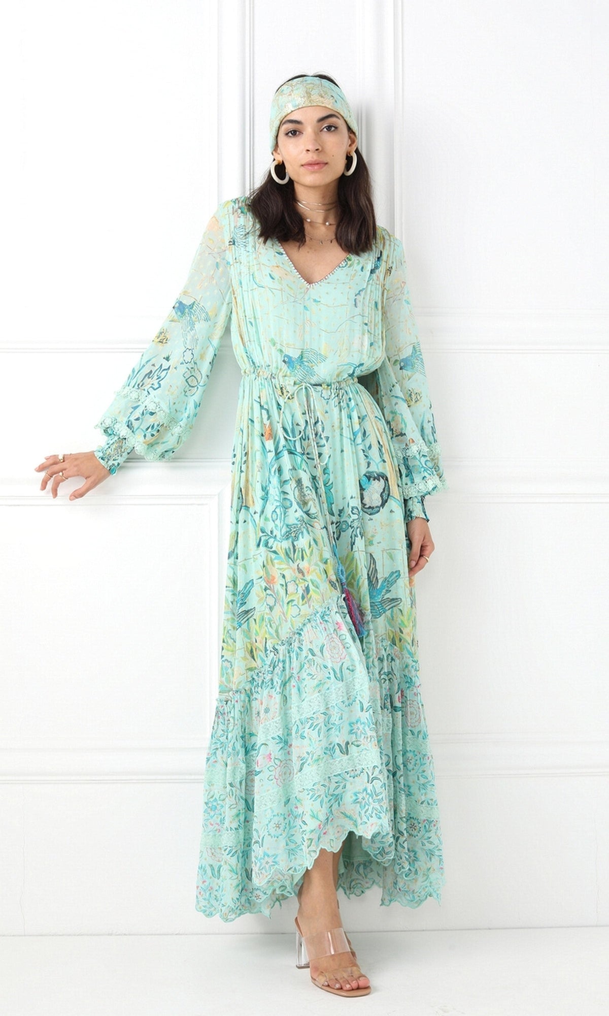 Womens | Cosmic Viscose Georgette Dobby Long Dress | Cosmic