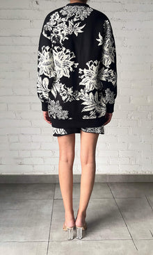 Hemant And Nandita | Dea Jacquard Acrylic Nylon Oversized Cardigan | Black White