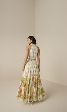 Hemant And Nandita | Dhun Cotton Schiffly Long Shirt Dress With Buckle Belt | Multi