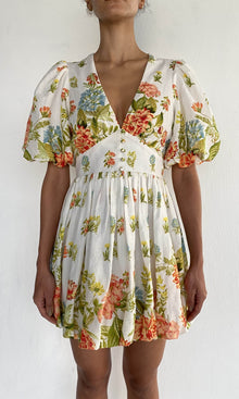 Womens | Dhun Linen Cotton Balloon Hem Mini Dress | Multi
